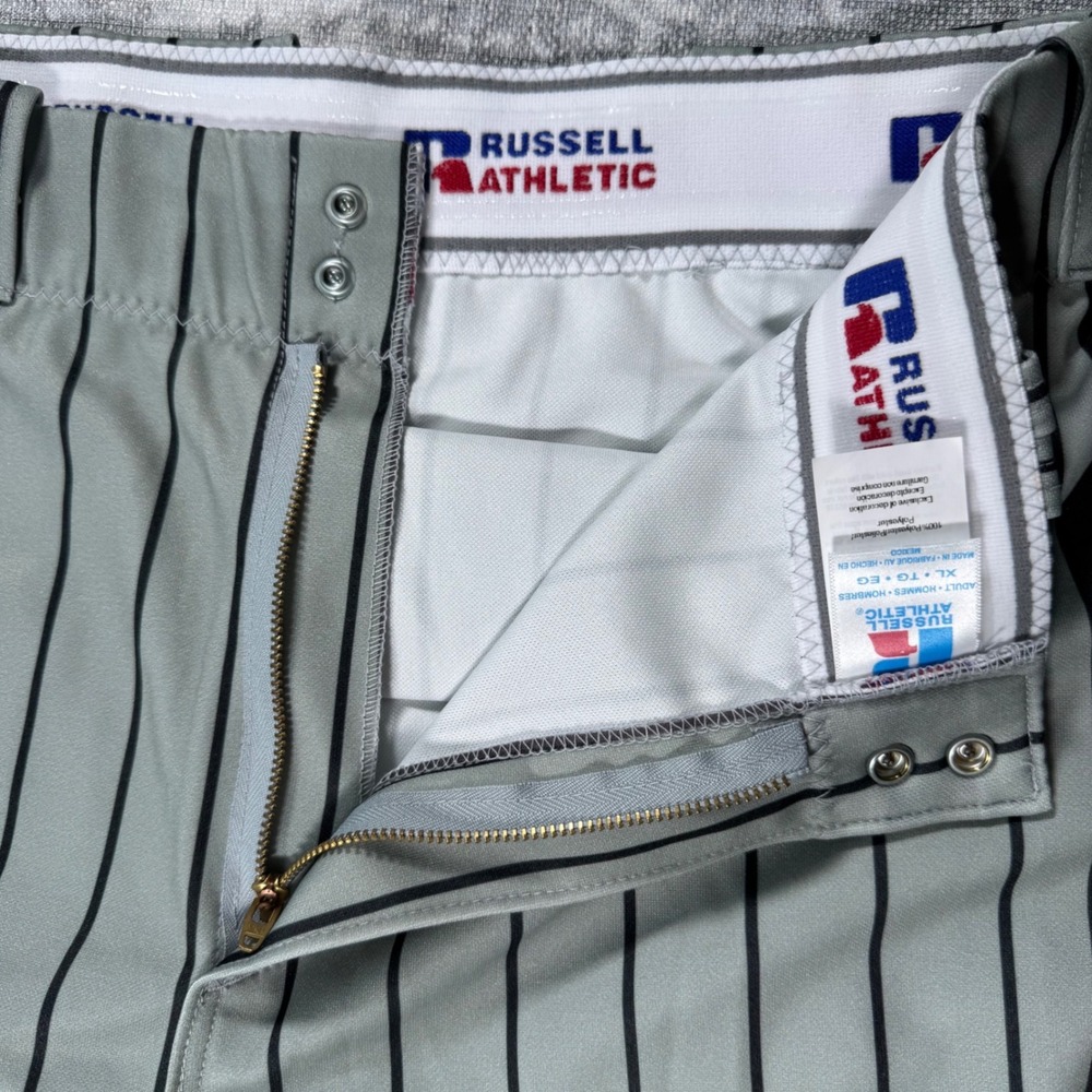Russell Athletic Baseball Pants Mens XL Grey Orange Pinstripe Side Stripe Sport - Picture 7 of 13